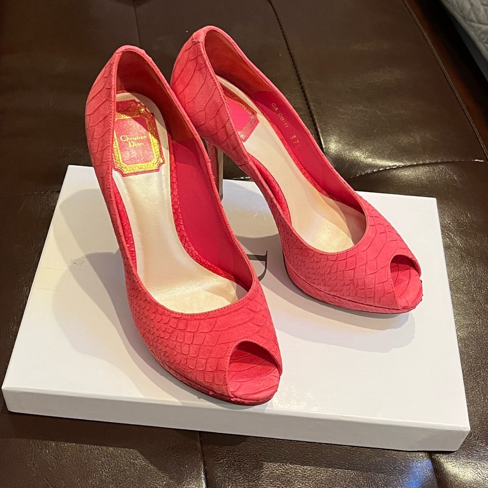 🔥 CHRISTIAN DIOR Peep toe platform heels 👠 PINK  SIZE 37,5/US 7,5